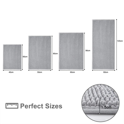 Olanly Non Slip Chenille Bath Mat Extra Soft Super Absorbent Bathroom Mat Fluffy Comfort Machine-Washable Dry Bath Rug Foot Mats