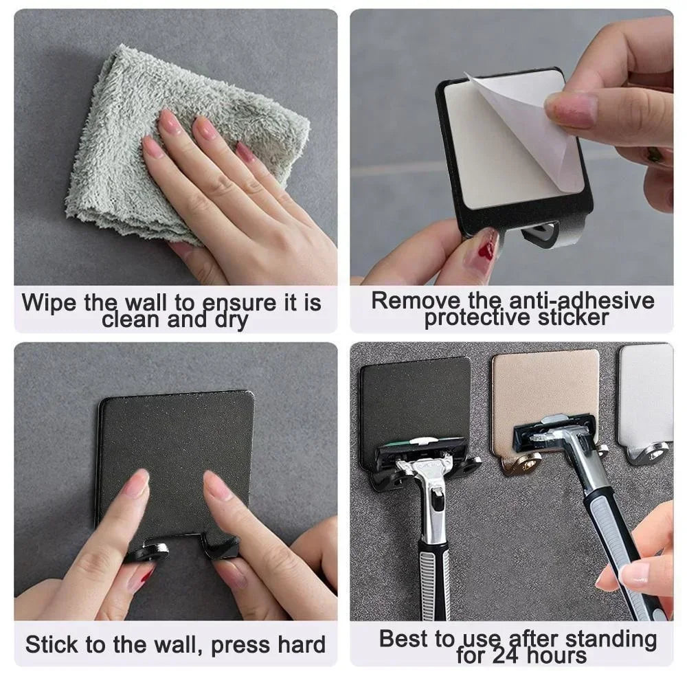1PC Punch Free Shaving Razor Holder Men Shaving Shaver Storage Hook Wall Shelf Bathroom Razor Rack Wall Kitchen Accessories