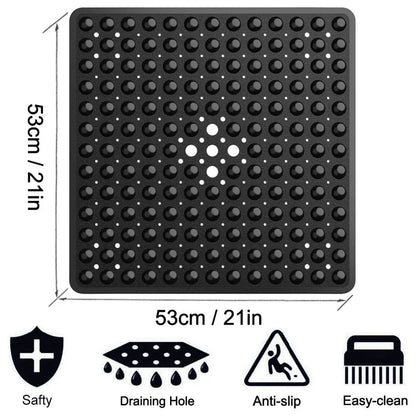 53x53cm Shower Mat Suction Cup PVC Anti Slip Bath Mat Square Shower Floor Pad Non Slip Safety Mat for Bathtub Bathroom Carpet