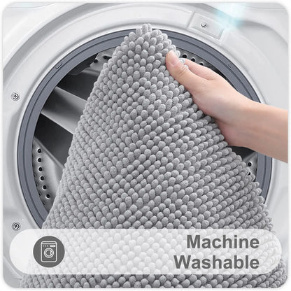 Olanly Non Slip Chenille Bath Mat Extra Soft Super Absorbent Bathroom Mat Fluffy Comfort Machine-Washable Dry Bath Rug Foot Mats
