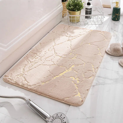 Marble Bathroom Rugs Nonslip Black Gold Bathroom Mats Soft Rabbit Fur Bath Mats for Bathroom Floor Mats Carpet коврик для ванной