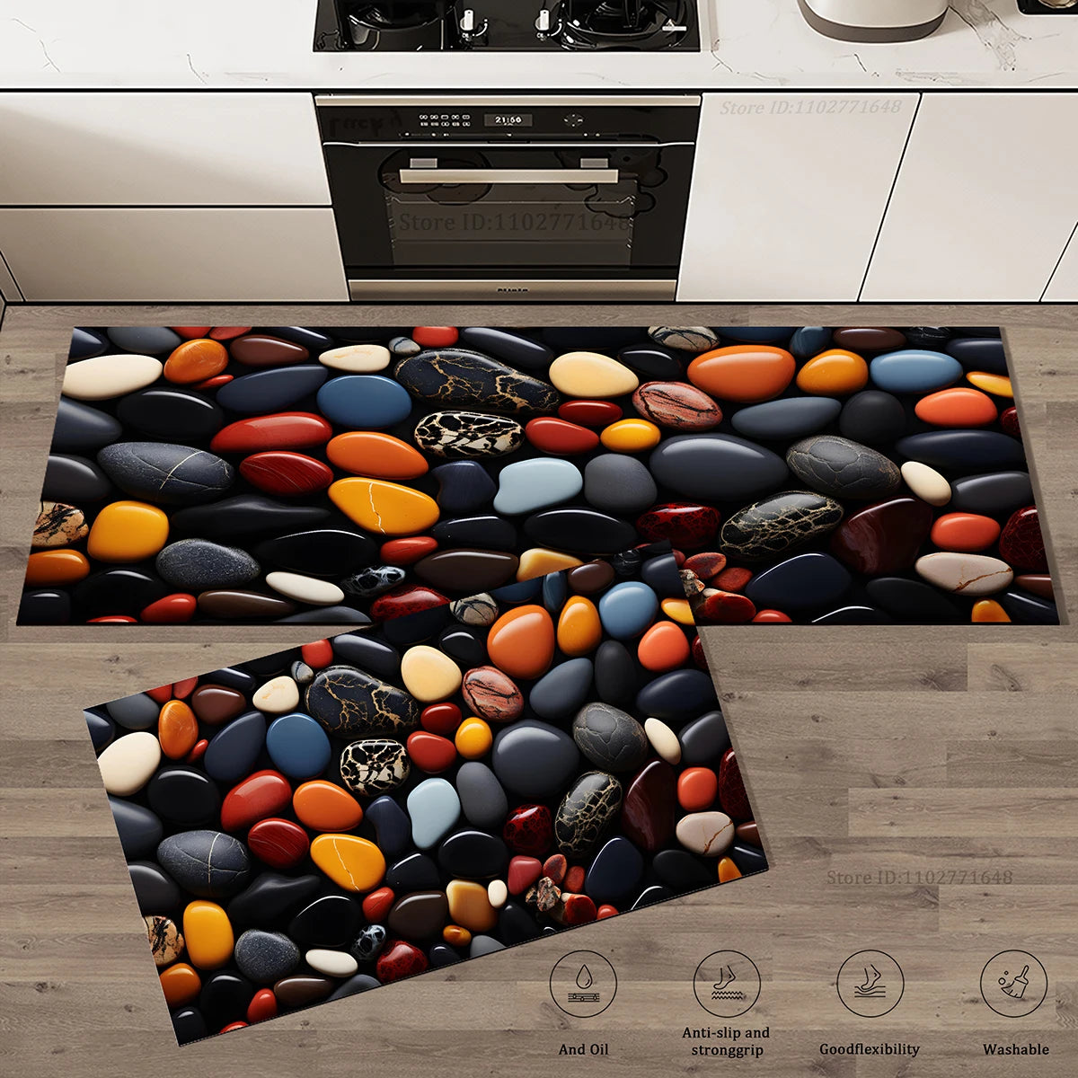 High Quality Floor Mats Absorbent Non-Slip Kitchen Entrance Doormat Pebble Rug Carpet Waterproof Washable Living Room Stones Mat