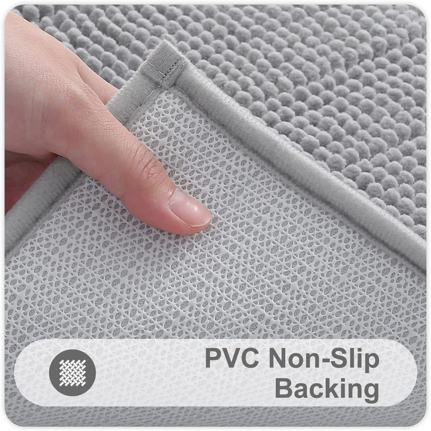 Olanly Non Slip Chenille Bath Mat Extra Soft Super Absorbent Bathroom Mat Fluffy Comfort Machine-Washable Dry Bath Rug Foot Mats