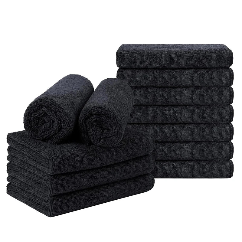 Microfiber Salon Towels Black for Hair Stylist Bleach Proof Hair Towel for Home Hotel Beauty Salon
