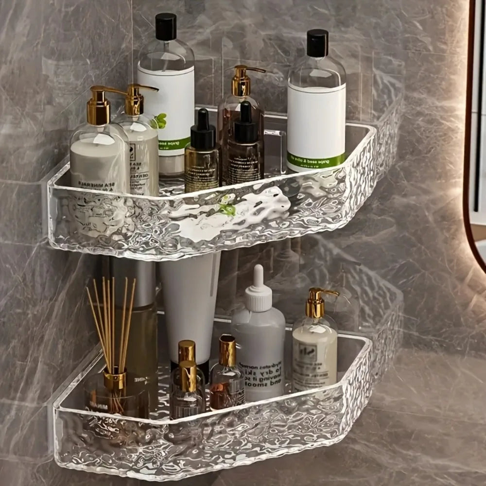 Corner Shelf Wall Mount Corner Glacier Design Bathroom Shelf Organizer Shampoo Soap Storage Shower Caddy Bathroom Accessories