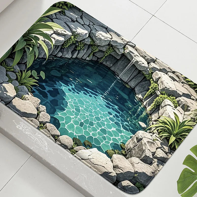 1PC koi print pattern bathroom anti slip floor mat shower room small carpet home decoration mat door mat absorbent foot mat