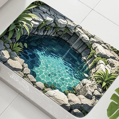 1PC koi print pattern bathroom anti slip floor mat shower room small carpet home decoration mat door mat absorbent foot mat