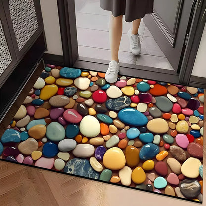 VIKAMA Pebble Pattern Facecloth Floor Mat Ins Style Non-Slip Bathroom Entrance Living Room Three Floor Mats Home Decoration