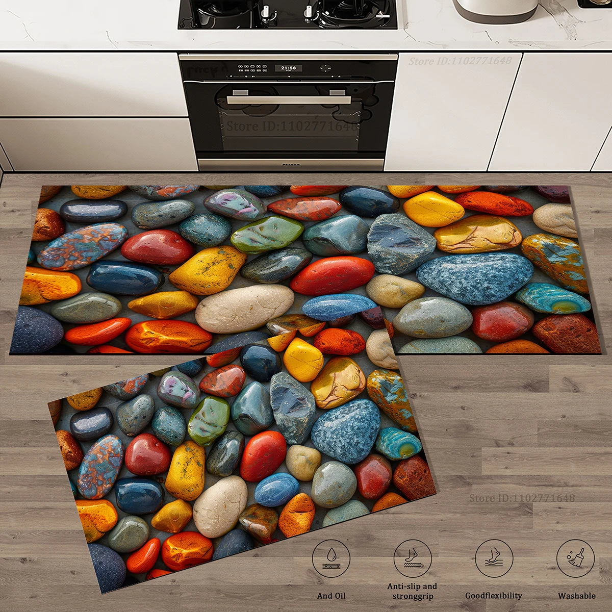 High Quality Floor Mats Absorbent Non-Slip Kitchen Entrance Doormat Pebble Rug Carpet Waterproof Washable Living Room Stones Mat