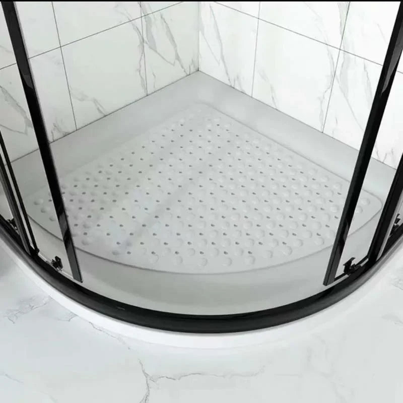 Anti-Slip Bathroom Pad with Suction Cup and Protrusion Points Foot Massage Shower Mat Fan Shaped   Door Mat Funny Bath Mat
