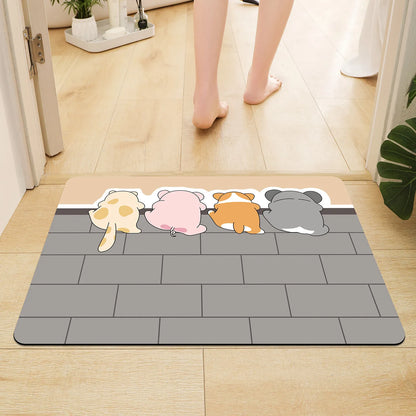 Cartoon Bathroom Soft Diatomaceous Mud Floor Mat, Bathroom Absorbent Foot Mat, Toilet Sink, Bedroom Mat, Carpet