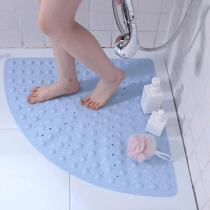 Anti-Slip Bathroom Pad with Suction Cup and Protrusion Points Foot Massage Shower Mat Fan Shaped   Door Mat Funny Bath Mat