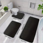 Bathroom Three-piece Set Household Non-slip Floor Mats Solid Color Quilted Bathroom Absorbent Carpet Mats