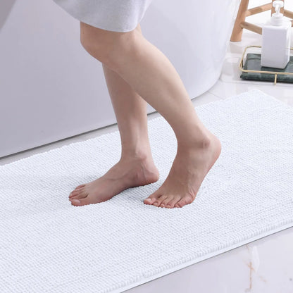 Kitinjoy Luxury Chenille Bath Mat Soft Non-slip Bathroom Shower Rug Extra Absorbent Mat Washable Quick Drying Foot Floor Carpets