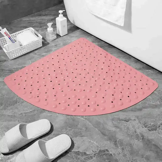 Anti-Slip Bathroom Pad with Suction Cup and Protrusion Points Foot Massage Shower Mat Fan Shaped   Door Mat Funny Bath Mat