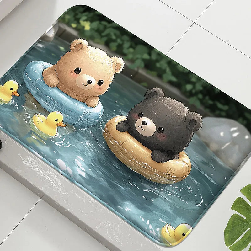 1PC koi print pattern bathroom anti slip floor mat shower room small carpet home decoration mat door mat absorbent foot mat