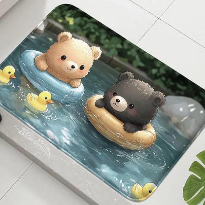 1PC koi print pattern bathroom anti slip floor mat shower room small carpet home decoration mat door mat absorbent foot mat