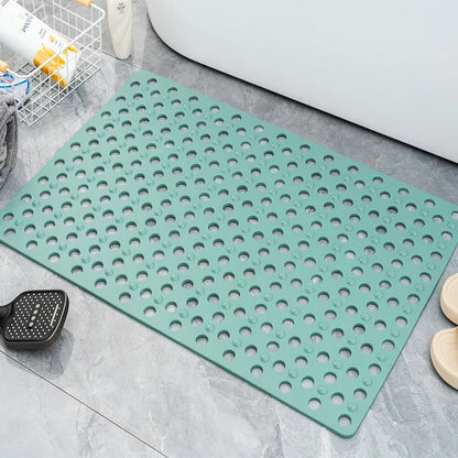 Square Bathroom Mat with Suction Cup Round Hole Design Non-slip Shower Anti-fall Home Shower Massage Fast Drainage Mat