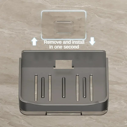 Bathroom Soap Holder Free-Punching Wall Mounted Soap Sponge Holder Organizer Double Drainage Soap Dish Bathroom Accessories