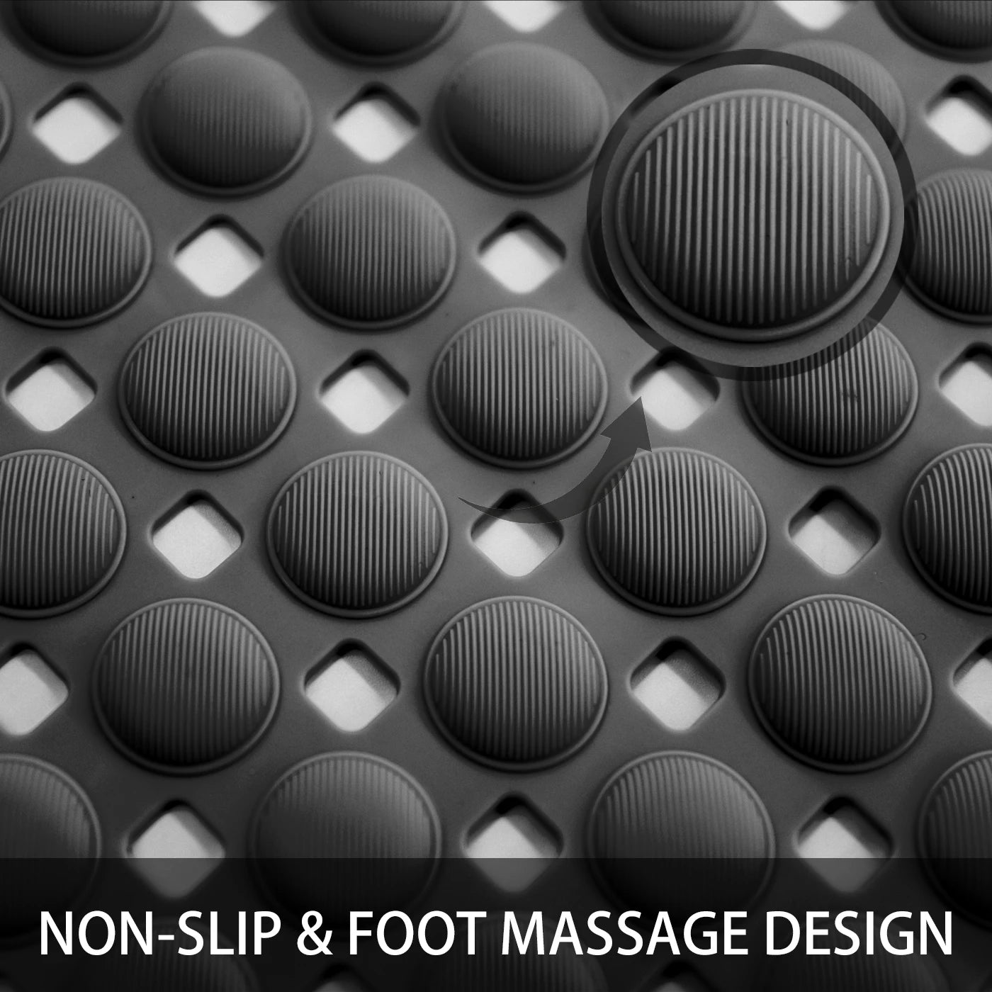 Non-Slip Bath Mat with Drain Holes - Quick Dry TPE Shower Floor Mat, Stays Flat No Curling