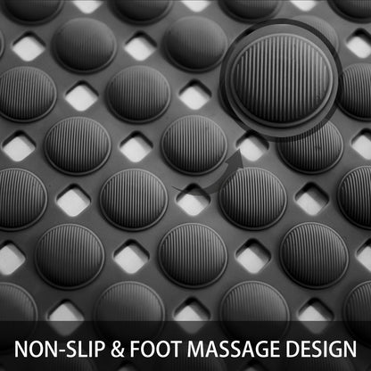Non-Slip Bath Mat with Drain Holes - Quick Dry TPE Shower Floor Mat, Stays Flat No Curling