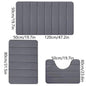 Bathroom Three-piece Set Household Non-slip Floor Mats Solid Color Quilted Bathroom Absorbent Carpet Mats