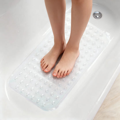 Non Slip Shower Mats for Inside Shower 38x70cm, PVC Bathroom Bathtub Mat Non-Slip Bath Mat for Tub with Suction Cups Drain Holes