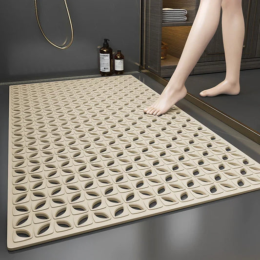 Bathroom Anti Slip Bathmat Solid Color Anti Fall Toilet Floor Rug Bathroom Shower Foot Mat Toilet Hollow Waterproof Feet Pads