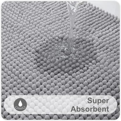 Olanly Non Slip Chenille Bath Mat Extra Soft Super Absorbent Bathroom Mat Fluffy Comfort Machine-Washable Dry Bath Rug Foot Mats