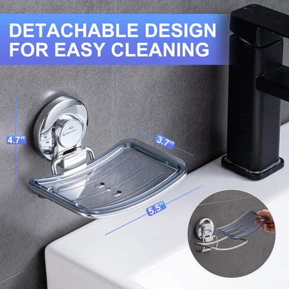 TAILI Soap Holder Suction Cup Soap Dish for Shower Wall Mounted Bar Soap Saver Self Draining Soap Tray for Bathroom Kitchen