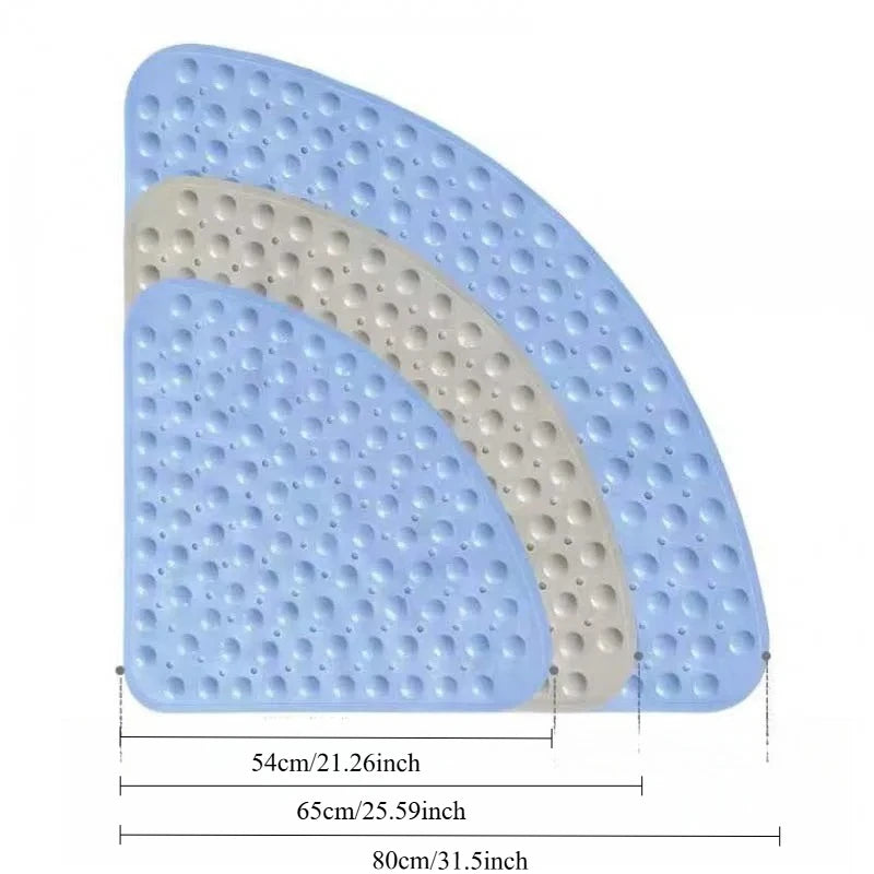 Anti-Slip Bathroom Pad with Suction Cup and Protrusion Points Foot Massage Shower Mat Fan Shaped   Door Mat Funny Bath Mat