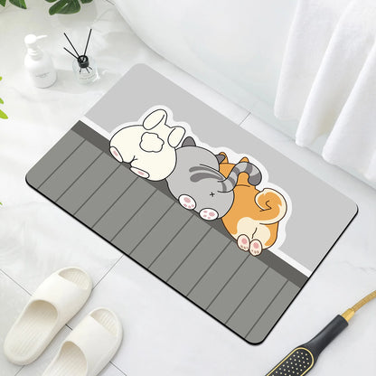 Cartoon Bathroom Soft Diatomaceous Mud Floor Mat, Bathroom Absorbent Foot Mat, Toilet Sink, Bedroom Mat, Carpet