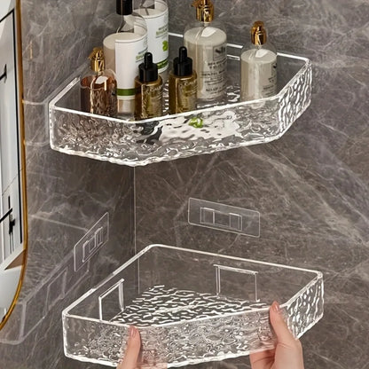Corner Shelf Wall Mount Corner Glacier Design Bathroom Shelf Organizer Shampoo Soap Storage Shower Caddy Bathroom Accessories