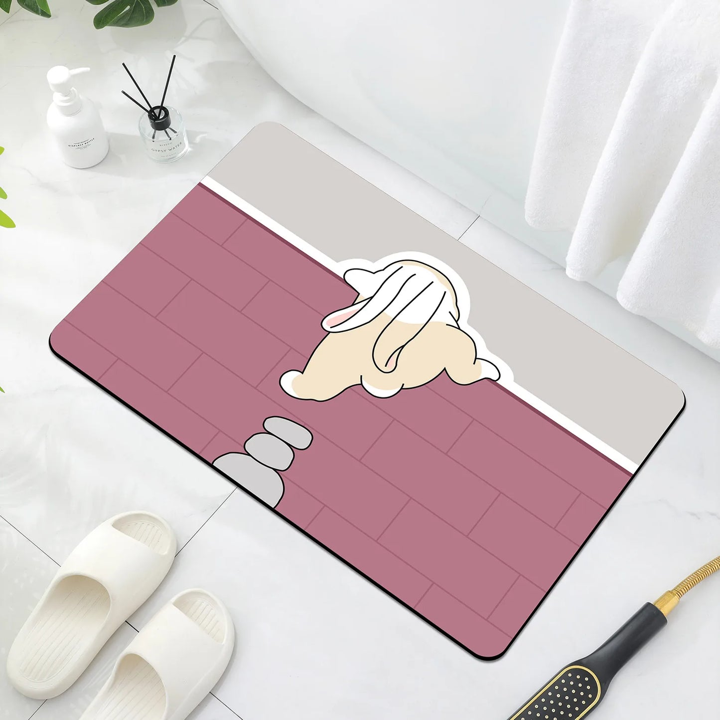 Cartoon Bathroom Soft Diatomaceous Mud Floor Mat, Bathroom Absorbent Foot Mat, Toilet Sink, Bedroom Mat, Carpet