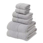 Light Grey Luxury 6-Piece 100% Cotton Towel Set - 2 Bath Towels, 2 Hand Towels, 2 Face Towels