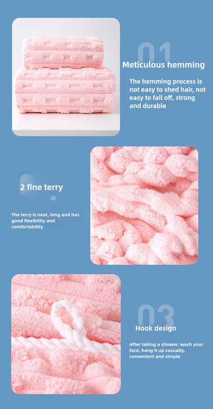 Off White Thickened Coral Fleece Towel Set, Large Bath Towel & Face Towel Combo, Soft & Absorbent Towels for Home Use