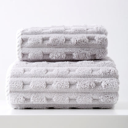 Grey Thickened Coral Fleece Towel Set, Large Bath Towel & Face Towel Combo, Soft & Absorbent Towels for Home Use