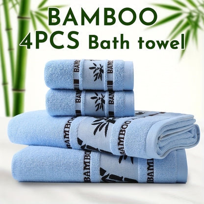Bamboo Towel Set – 4pcs Ultra Soft Plush Viscose from Bamboo – Super Absorbent & Quick Drying