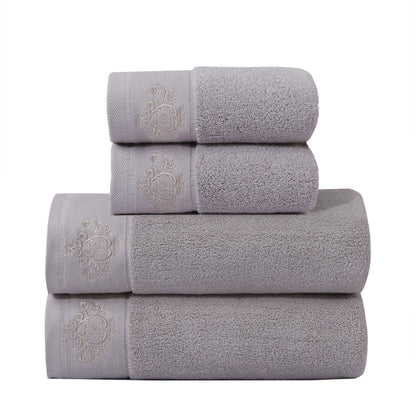 1/2/4pcs Crown Pattern Cotton Towel Set – Soft, Absorbent & Durable Hand and Bath Towels for Family Use