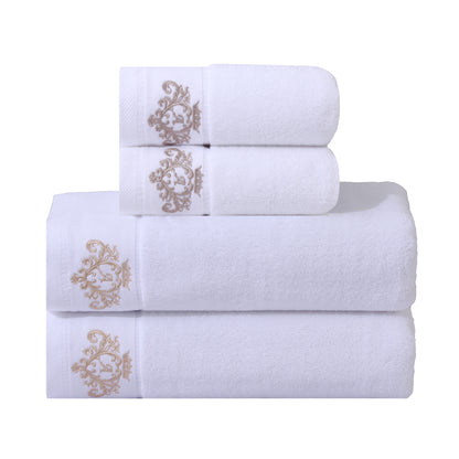 1/2/4pcs Crown Pattern Cotton Towel Set – Soft, Absorbent & Durable Hand and Bath Towels for Family Use