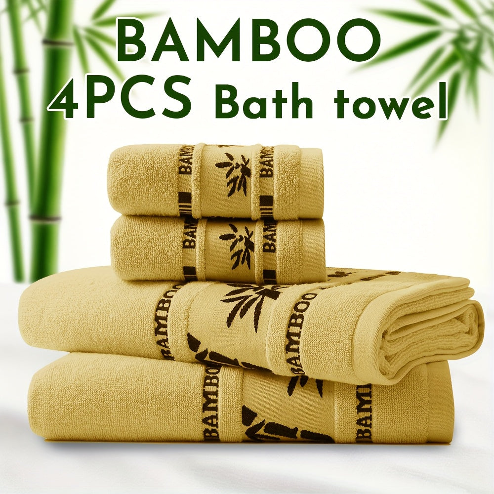Bamboo Towel Set – 4pcs Ultra Soft Plush Viscose from Bamboo – Super Absorbent & Quick Drying