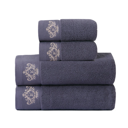 1/2/4pcs Crown Pattern Cotton Towel Set – Soft, Absorbent & Durable Hand and Bath Towels for Family Use