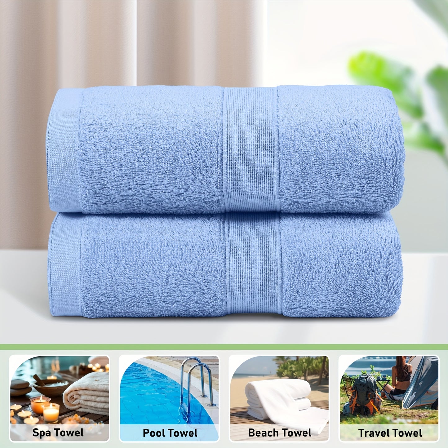 Cotton Bath Towel Set – 2pcs Extra Large – Ultra Soft, Premium Quality