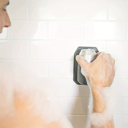 1pc Silicone Shower Beer Holder, Wall-mounted Beverage Can Rack With Grip, Bathroom Drink Caddy, Universal Smartphone Stand, Waterproof Stick-on Cup Holder, Home Essential Bath/Bathroom Accessories