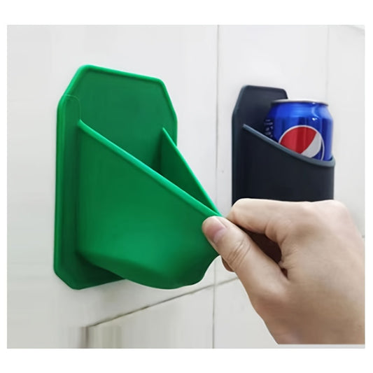 1pc Silicone Shower Beer Holder, Wall-mounted Beverage Can Rack With Grip, Bathroom Drink Caddy, Universal Smartphone Stand, Waterproof Stick-on Cup Holder, Home Essential Bath/Bathroom Accessories