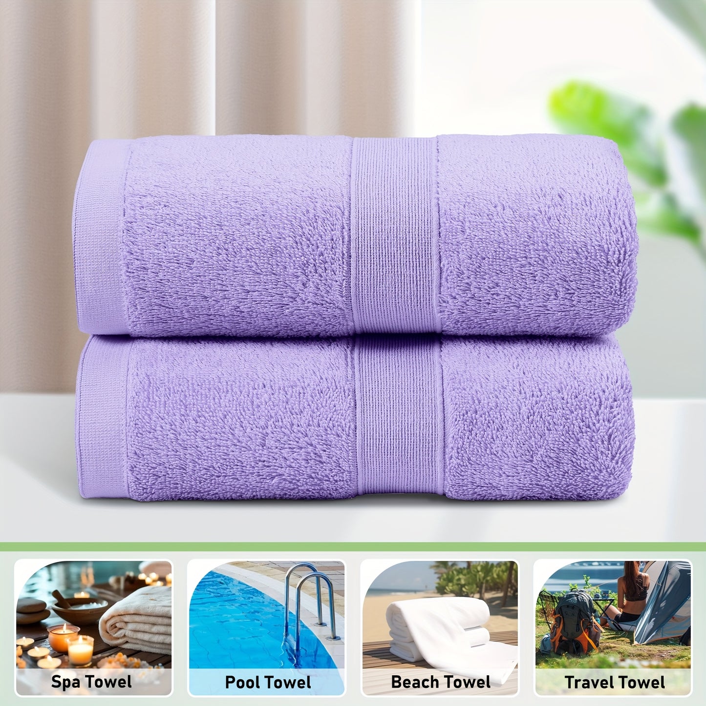 Cotton Bath Towel Set – 2pcs Extra Large – Ultra Soft, Premium Quality