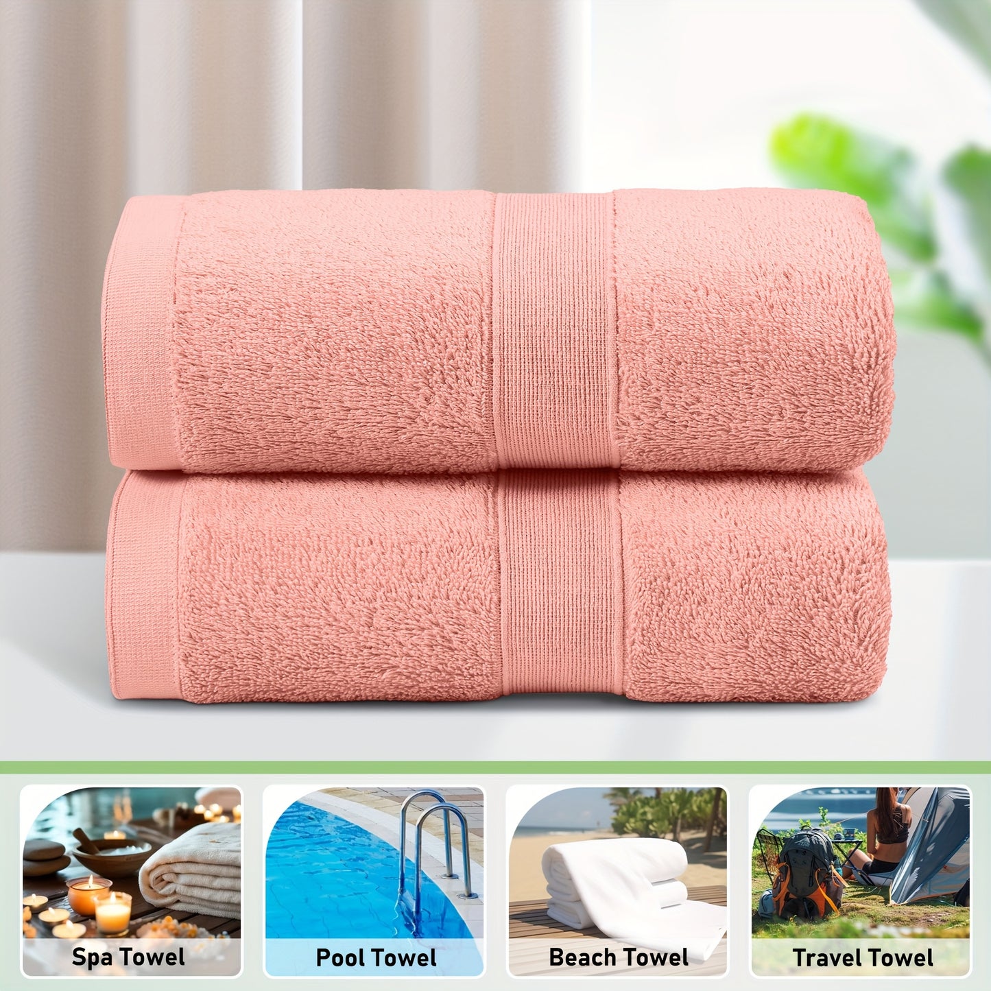 Cotton Bath Towel Set – 2pcs Extra Large – Ultra Soft, Premium Quality