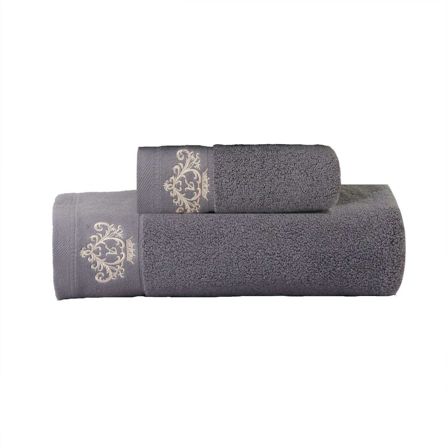 1/2/4pcs Crown Pattern Cotton Towel Set – Soft, Absorbent & Durable Hand and Bath Towels for Family Use
