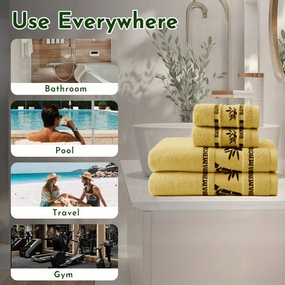 Bamboo Towel Set – 4pcs Ultra Soft Plush Viscose from Bamboo – Super Absorbent & Quick Drying